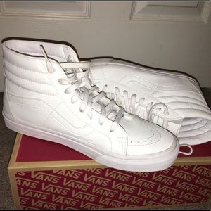 Size 11.5 Leather White High Top Vans